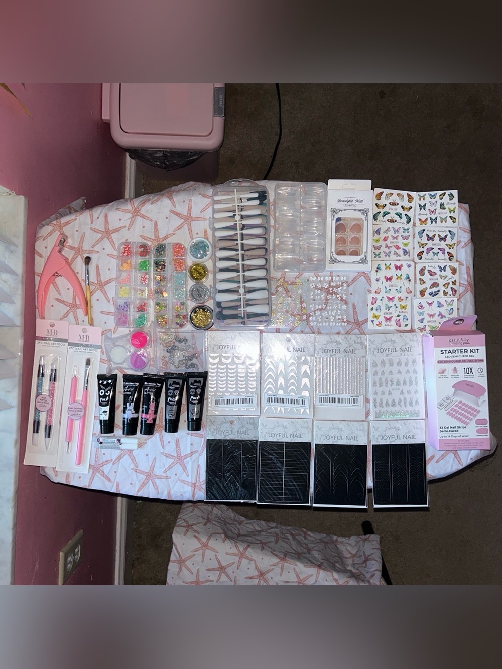 Nail Art Kit With Glitters, Polygels,Stickers,Stamps,Guides,Press ons, and Tools